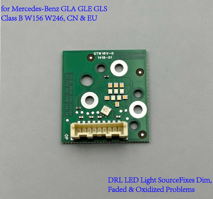 LED DRL Light Source & Driver Module for Mercedes-Benz GLA GLE GLS Class B W156 W246, CN & EU Spec High Configuration, with Dynamic Blue Start-up, with Thermal Tape